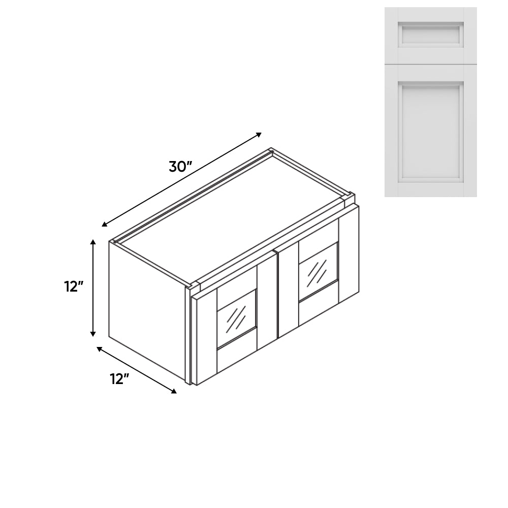 RTA - Havana Blanco - 30"W - Stack Up Wall Cabinet with Two Glass Door - 30"W x 12"H x 12"D - HAB-W3012GD