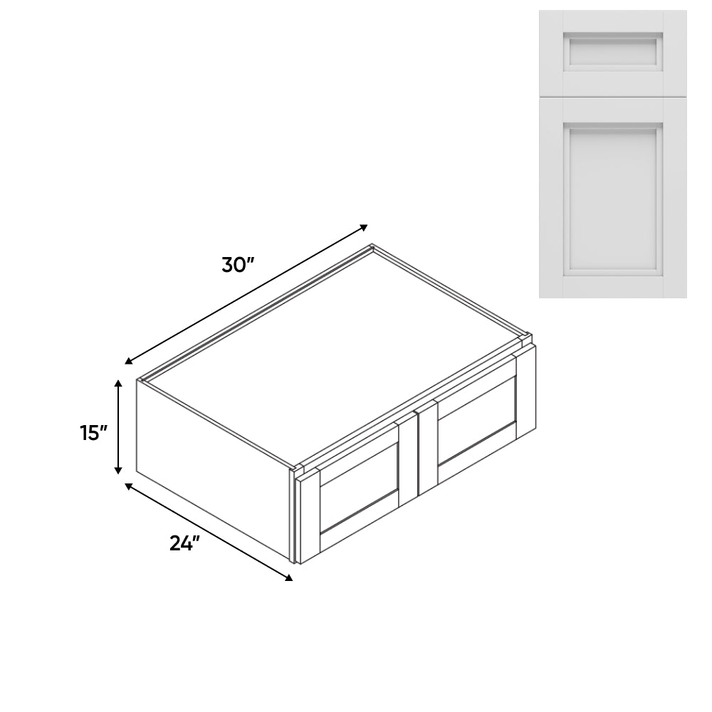 RTA - Havana Blanco - Wall High Cabinets with 2 Door - 30"W x 15"H x 24"D - HAB-W301524