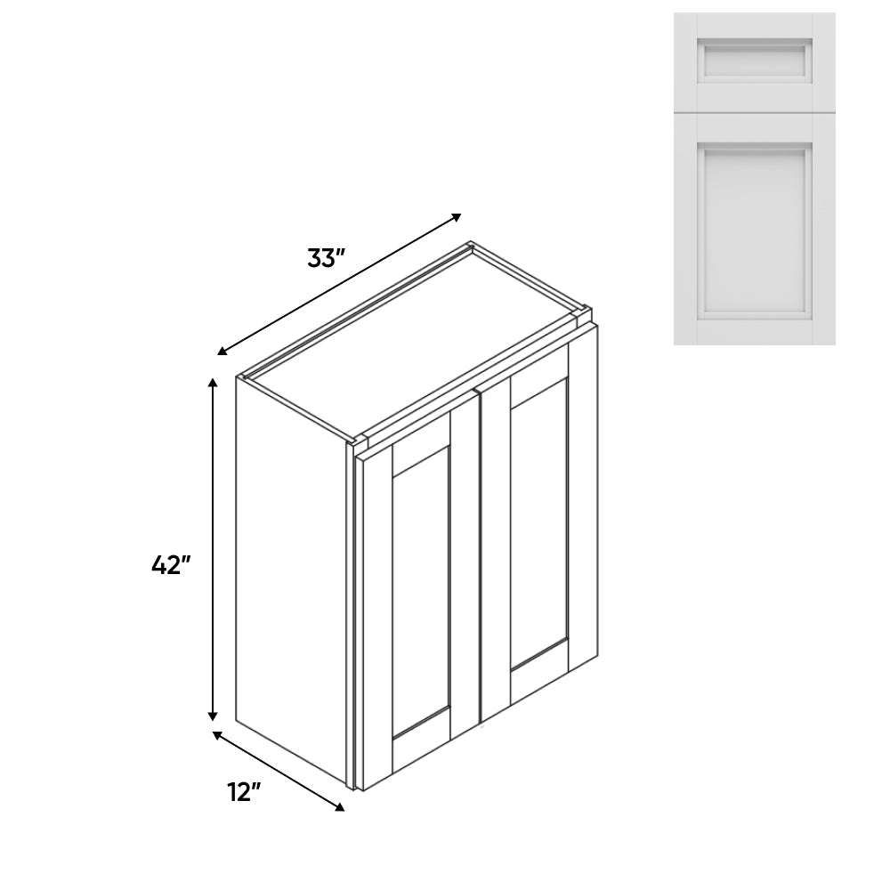 RTA - Havana Blanco - Wall High Cabinets with 2 Door 3 Shelf - 33"W x 42"H x 12"D - HAB-W3342