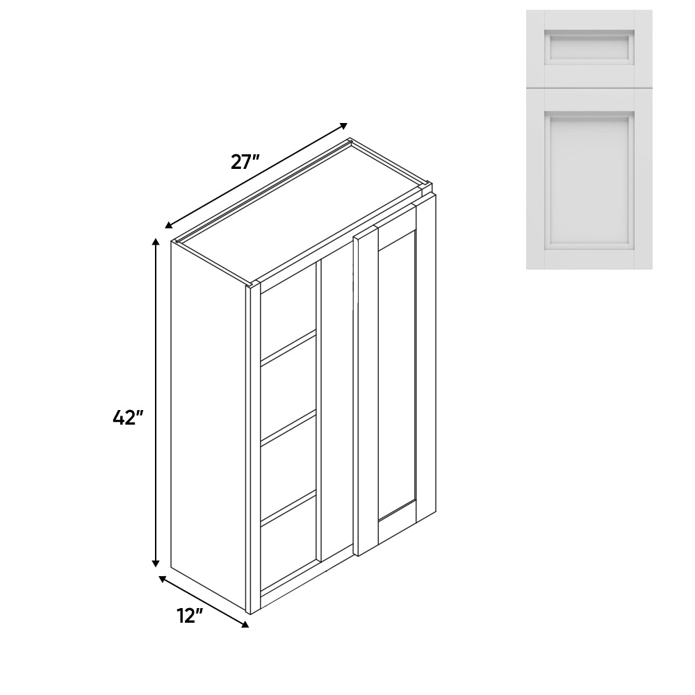 RTA - Havana Blanco - Wall Blinder Corner - 1 Door 2 Shelf - 27"W x 42H" x 12"D - HAB-WBC2742