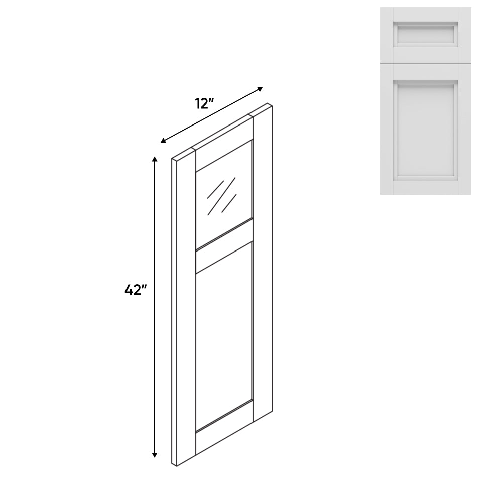 RTA - Havana Blanco - Wall Glass Door - Left - 12"W x 42"H x 12"D - HAB-WGD1242L