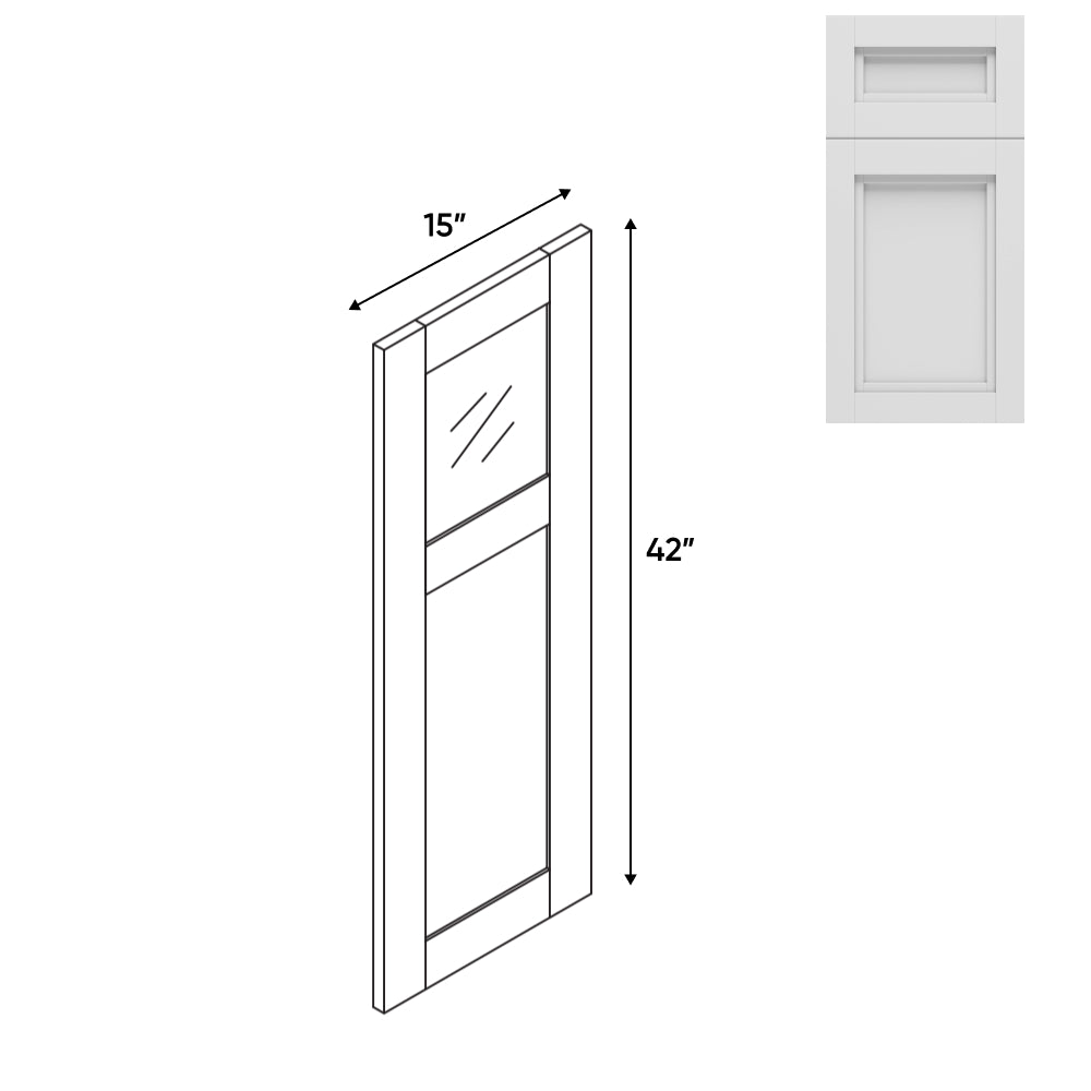 RTA - Havana Blanco - Wall Glass Door - Right - 15"W x 42"H - HAB-WGD1542R