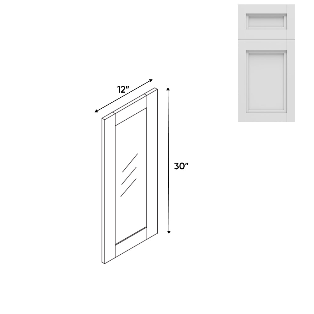 RTA - Havana Blanco - Wall Molding Glass Door with 1 Door - 12"W x 30"H x 0.75"D - HAB-WMD1230GD