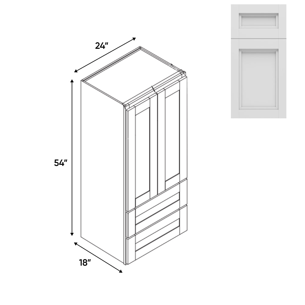 RTA - Havana Blanco - Wall Pantry Drawer Cabinet - 24"W x 54"H x 18"D - HAB-WPDC245418