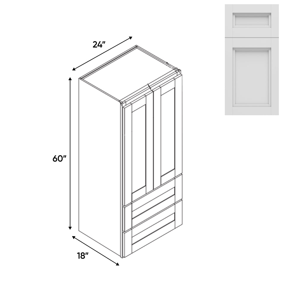 RTA - Havana Blanco - Wall Pantry Drawer Cabinet - 24"W x 60"H x 18"D - HAB-WPDC246018