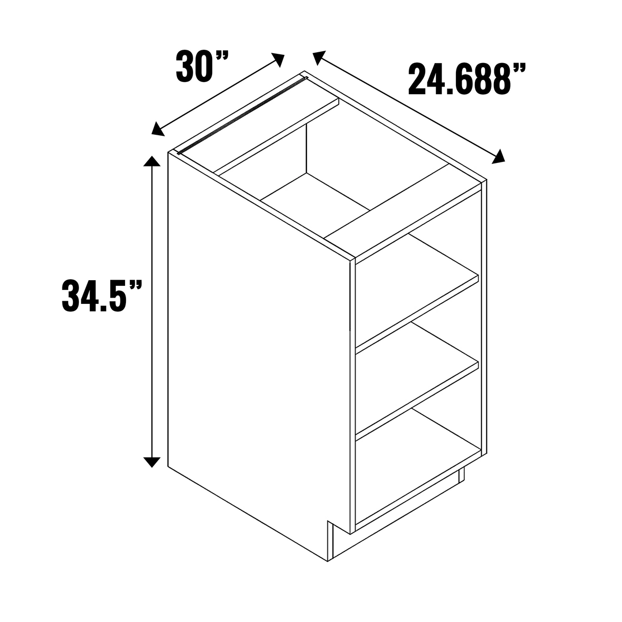 Lakeland Oak 03 Textured - Open Cubby- Bases - 34.5 Inch Height x 30 Inch Width x 24.69 Inch Depth - M07-CBB30