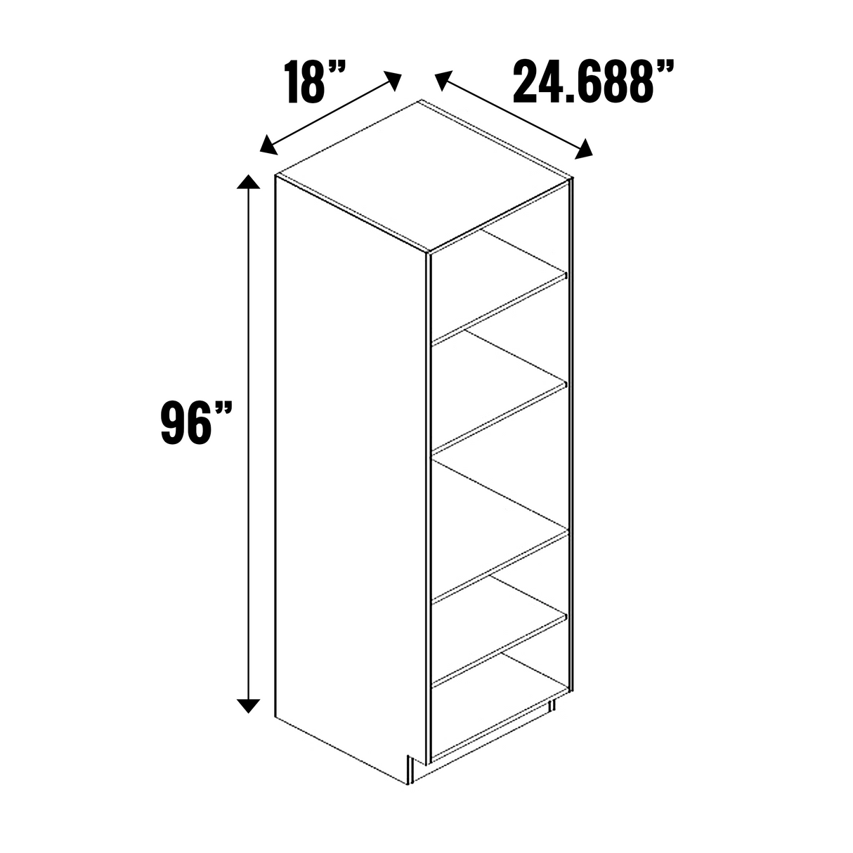 Carbon Frozen Wood Textured - Open Cubby- Talls - 96 Inch Height x 18 Inch Width x 24.69 Inch Depth - M03-CBT189624