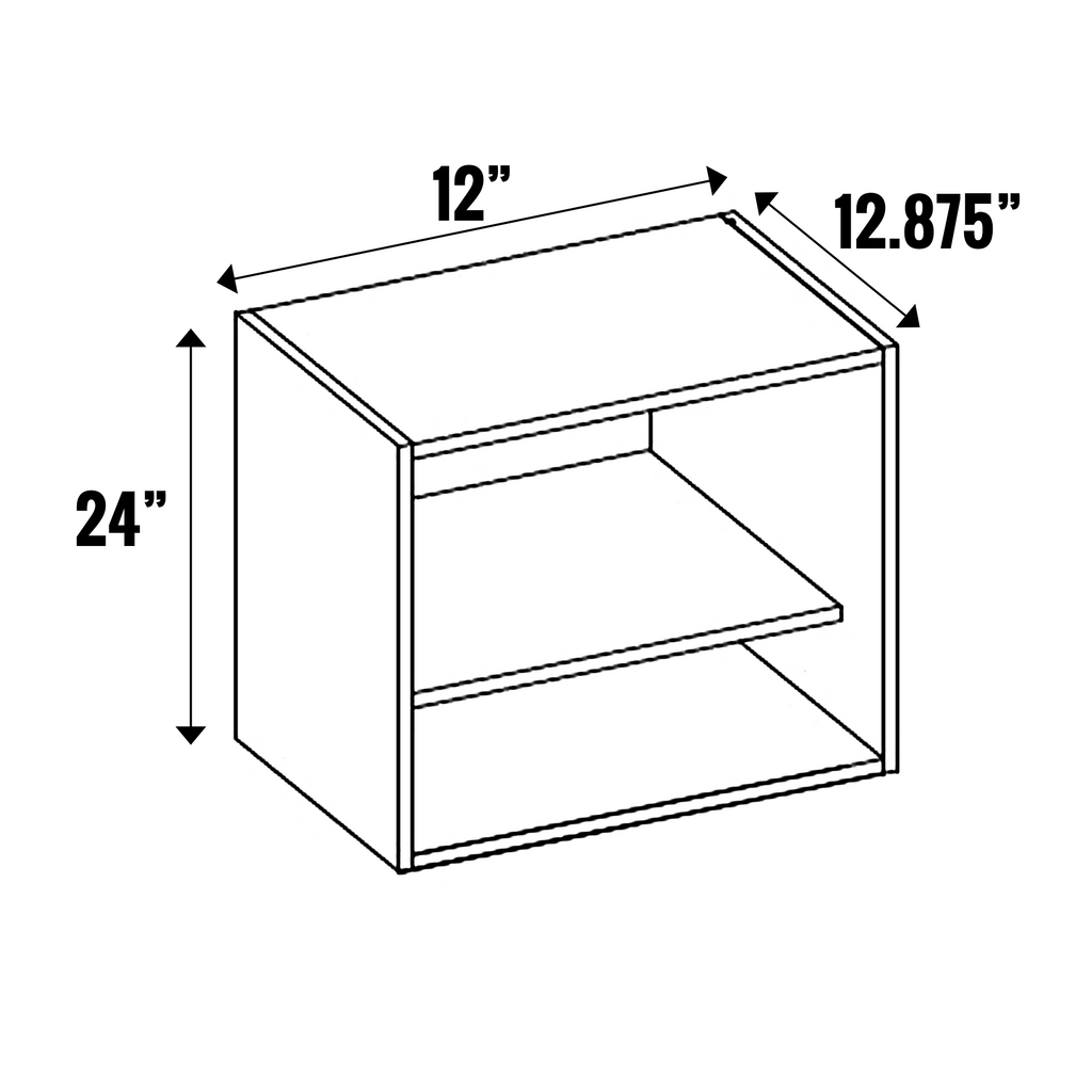 Carbon Frozen Wood Textured - Open Cubby - 24” High Wall - 24 Inch Height x 12 Inch Width x 12.88 Inch Depth - M03-CBW1224