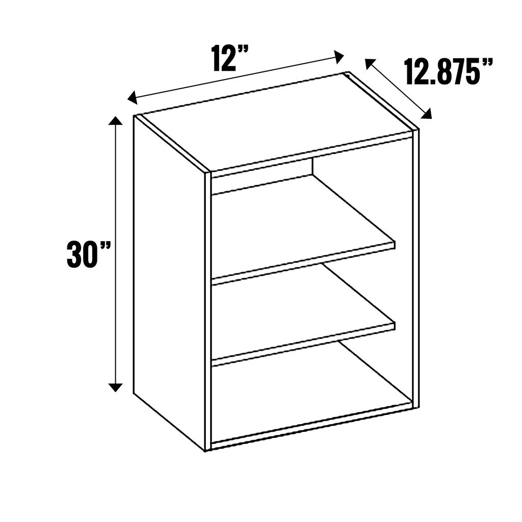 Carbon Frozen Wood Textured - Open Cubby - 30” High Wall - 30 Inch Height x 12 Inch Width x 12.88 Inch Depth - M03-CBW1230