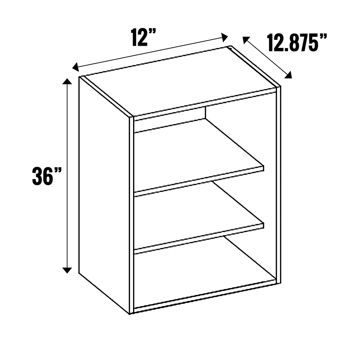 Gris Plomo Matte - Open Cubby - 36” High Wall - 36 Inch Height x 12 Inch Width x 12.88 Inch Depth - M16-CBW1236