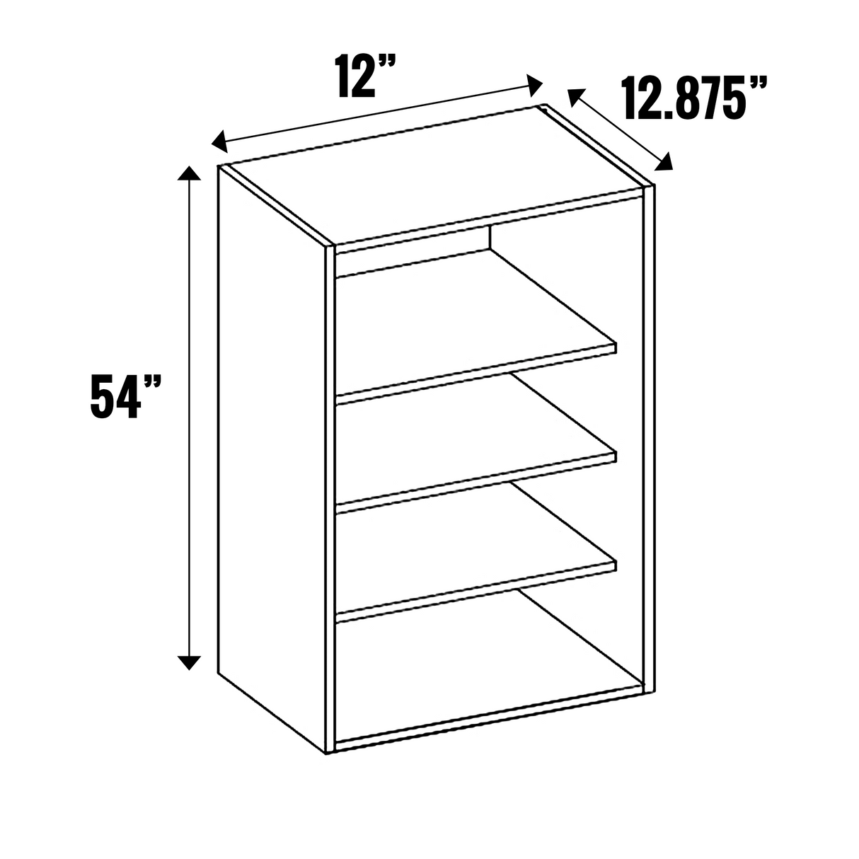 Lakeland Oak 03 Textured - Open Cubby - 54” High Wall - 54 Inch Height x 12 Inch Width x 12.88 Inch Depth - M07-CBW1254