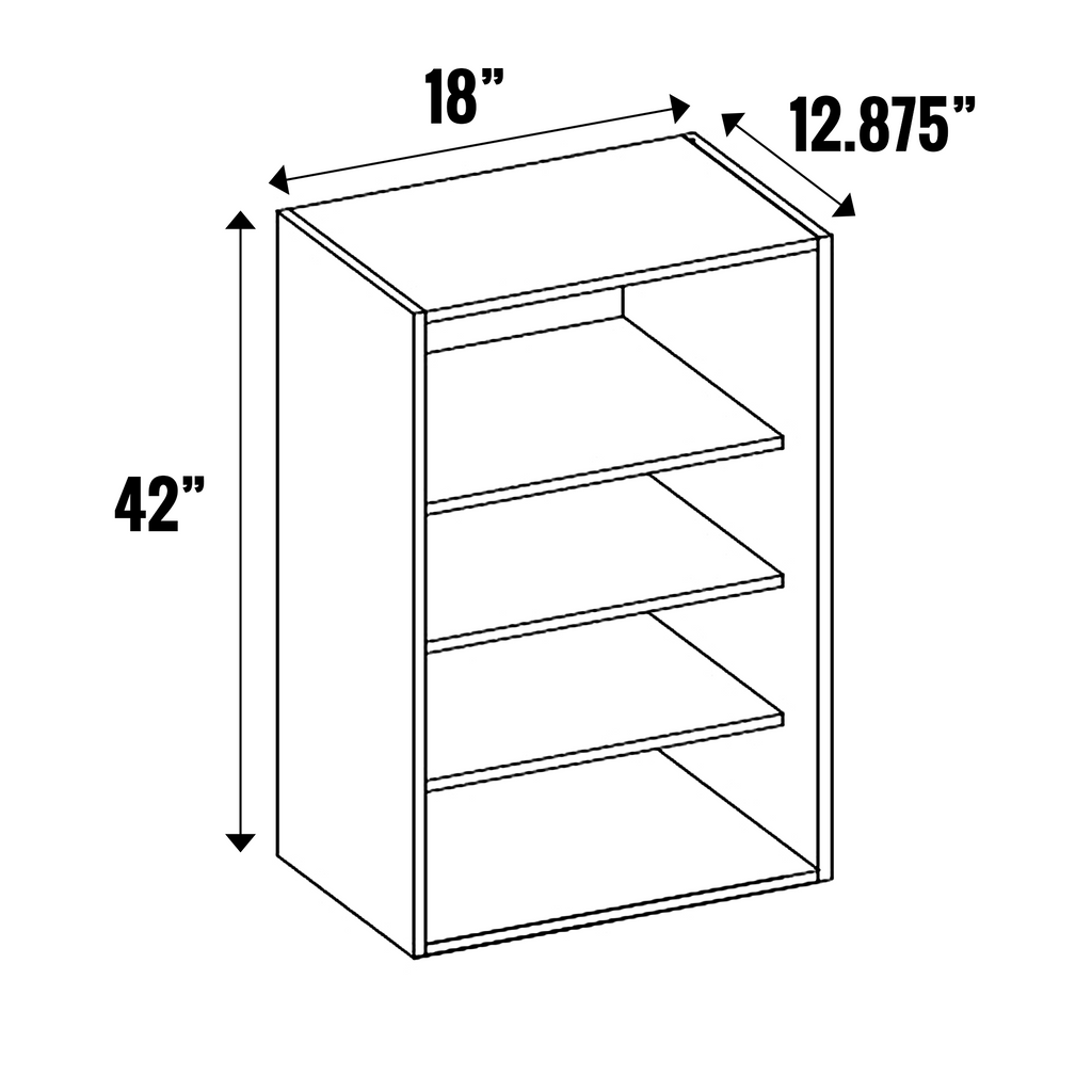Blanco Gloss - Open Cubby - 42” High Wall - 42 Inch Height x 18 Inch Width x 12.88 Inch Depth - M09-CBW1842