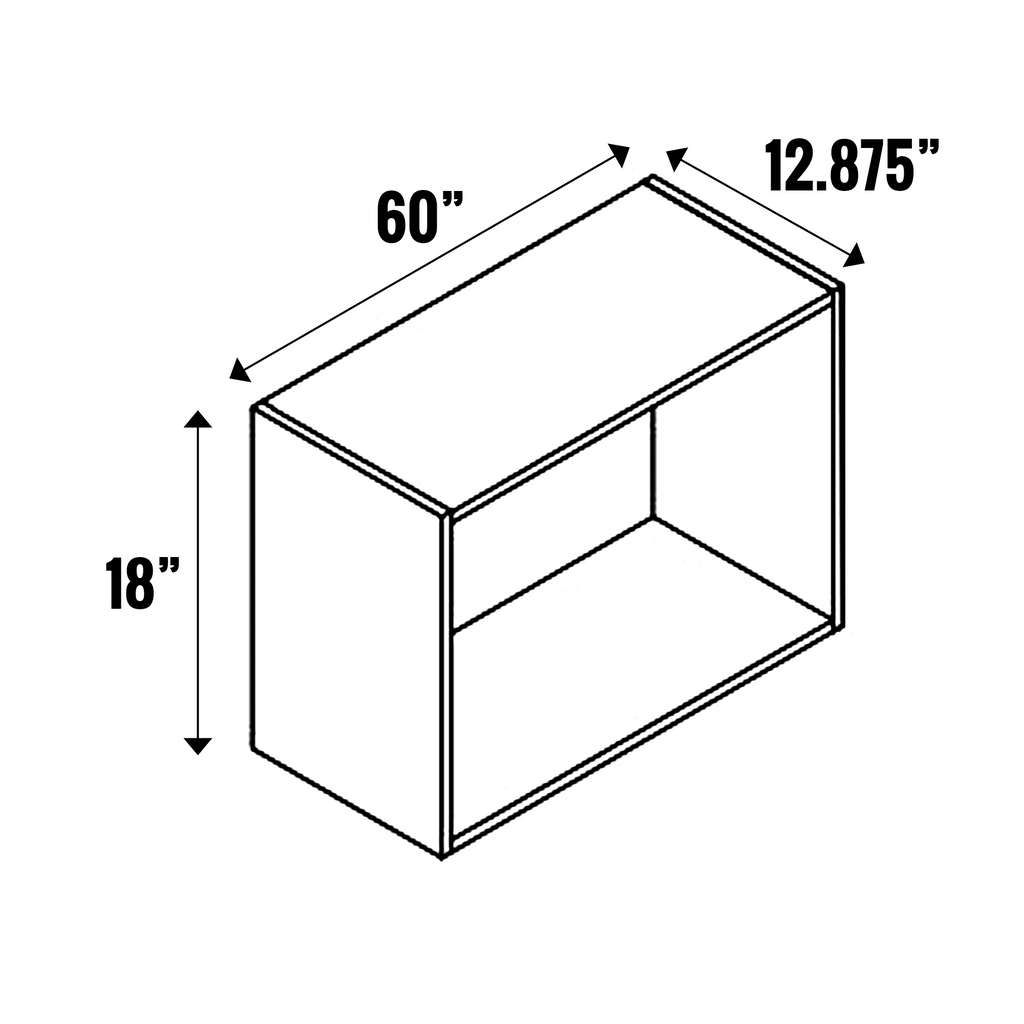 Gris Plomo Matte - Open Cubby - 18” High Wall - 18 Inch Height x 60 Inch Width x 12.88 Inch Depth - M16-CBW6018