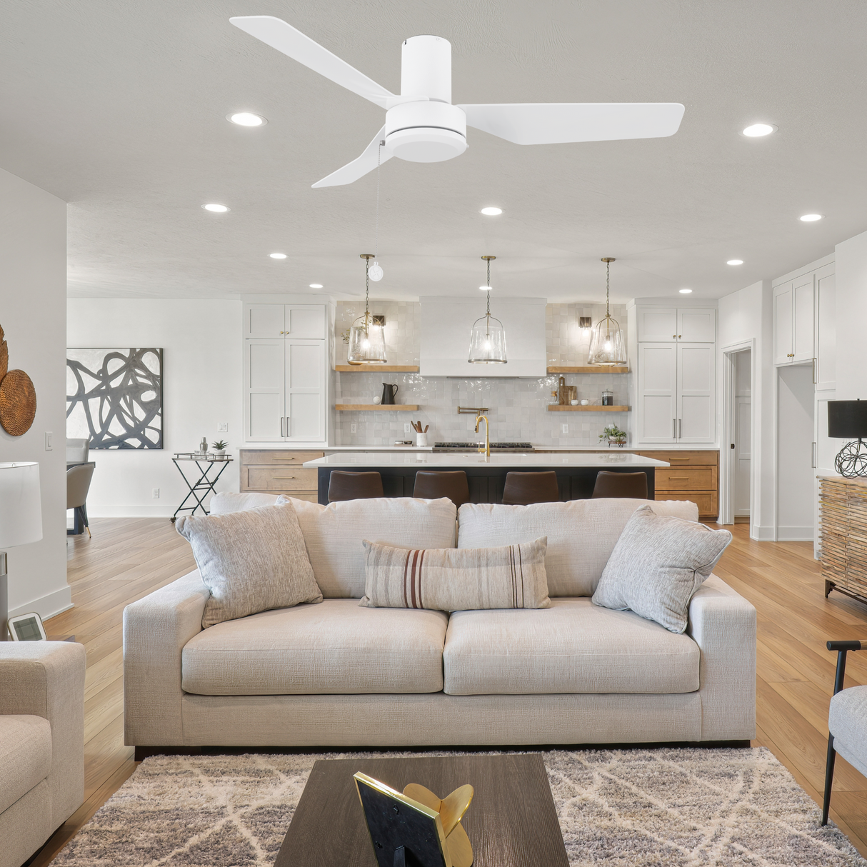 FORMOSA 44 In 3 Blade Smart Ceiling Fan With Integrated LED Lights With Pull Chain