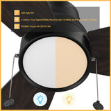 GREENWOOD 48 In 3 Blade Smart Ceiling Fan With Integrated LED Lights With Pull Chain