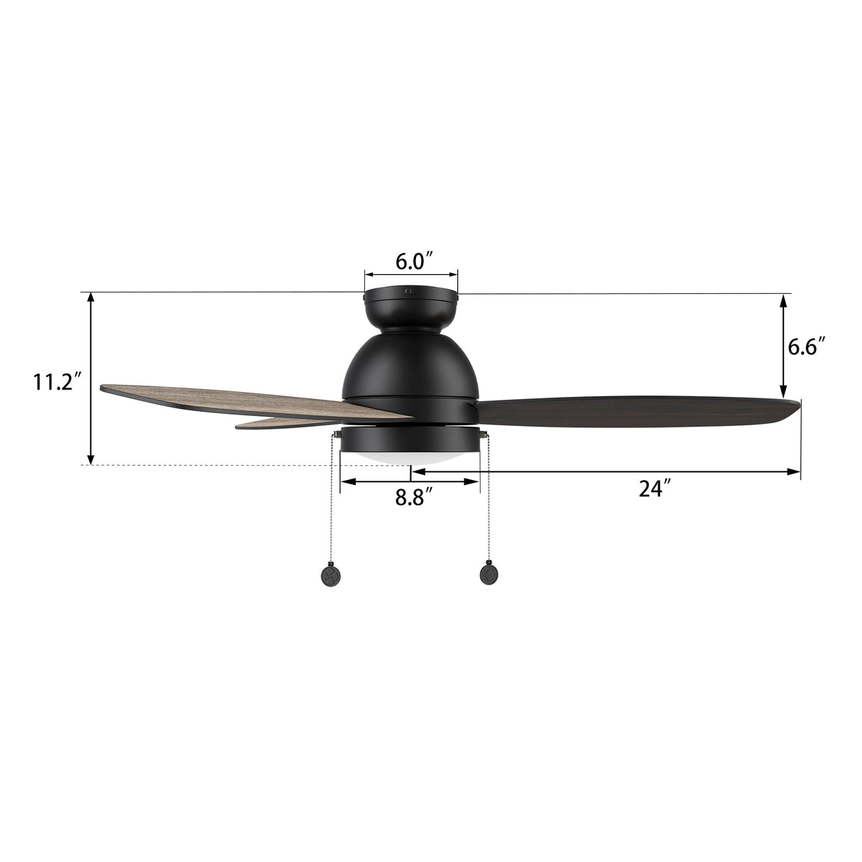 GREENWOOD 48 In 3 Blade Smart Ceiling Fan With Integrated LED Lights With Pull Chain
