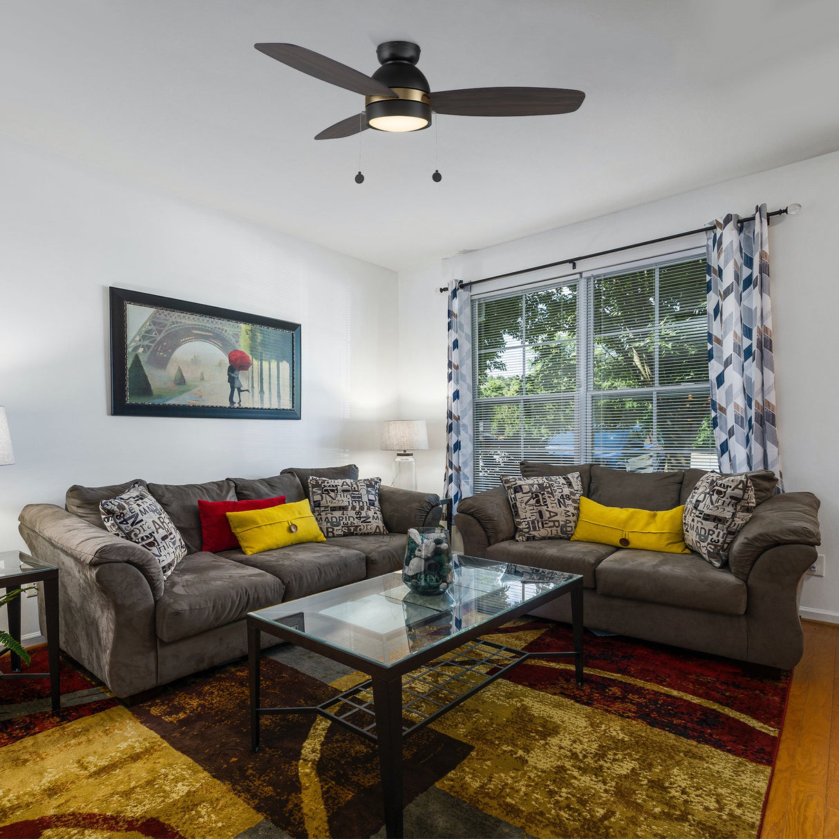 GREENWOOD 48 In 3 Blade Smart Ceiling Fan With Integrated LED Lights With Pull Chain