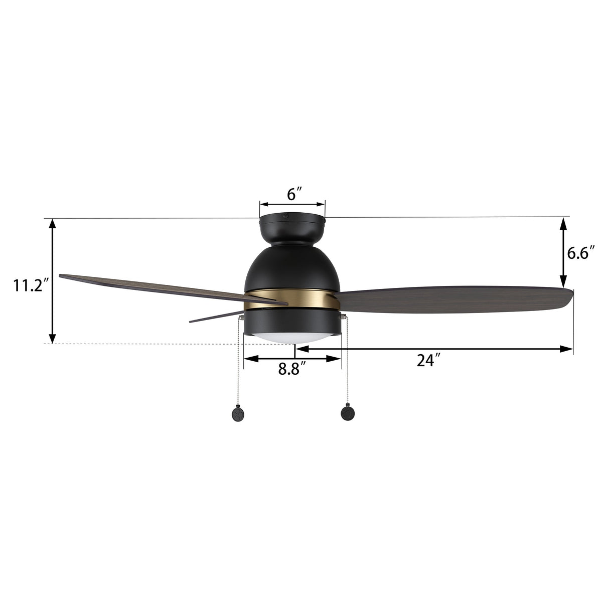 GREENWOOD 48 In 3 Blade Smart Ceiling Fan With Integrated LED Lights With Pull Chain