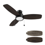 GREENWOOD 48 In 3 Blade Smart Ceiling Fan With Integrated LED Lights With Pull Chain