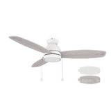 GREENWOOD 52" 3-Blade Flush Mount Ceiling Fan with LED Light & Pull Chain