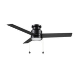 ASCOTT 52 inch 3-Blade Flush Mount Ceiling Fan with LED Light & Pull Chain