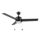 ASCOTT 52 In 3 Blade Smart Ceiling Fan With Integrated LED Lights With Pull Chain