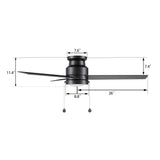 ASCOTT 52 inch 3-Blade Flush Mount Ceiling Fan with LED Light & Pull Chain