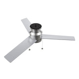 ASCOTT 52 inch 3-Blade Flush Mount Ceiling Fan with LED Light & Pull Chain
