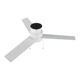 ASCOTT 52 inch 3-Blade Flush Mount Ceiling Fan with LED Light & Pull Chain
