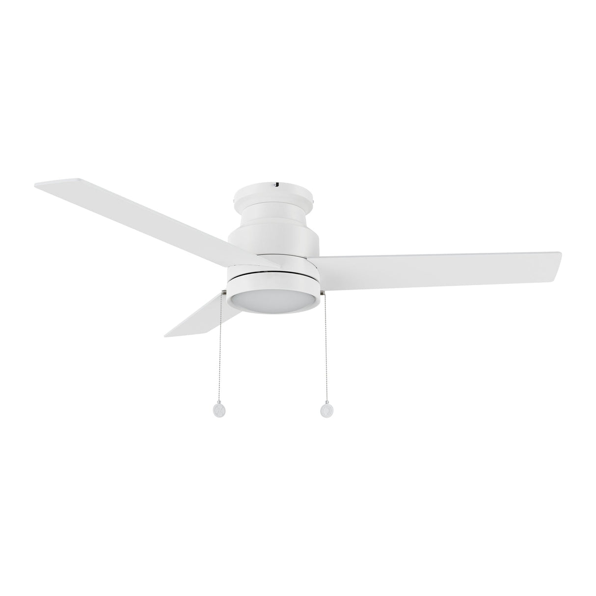 ASCOTT 52 inch 3-Blade Flush Mount Ceiling Fan with LED Light & Pull Chain