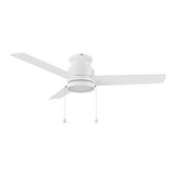 ASCOTT 52 inch 3-Blade Flush Mount Ceiling Fan with LED Light & Pull Chain