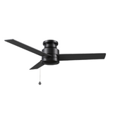 ASCOTT 52 inch 3-Blade Flush Mount No Light Ceiling Fan with Pull Chain