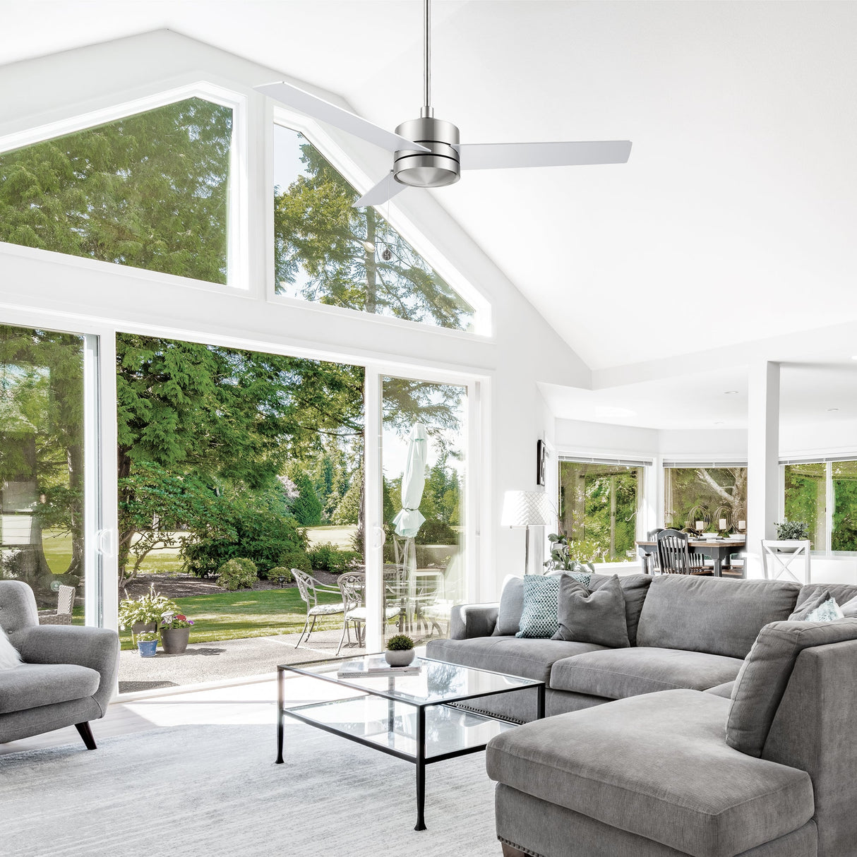 ASCOTT 52 In 3 Blade Smart Ceiling Fan Without  LED  Lights With Pull Chain