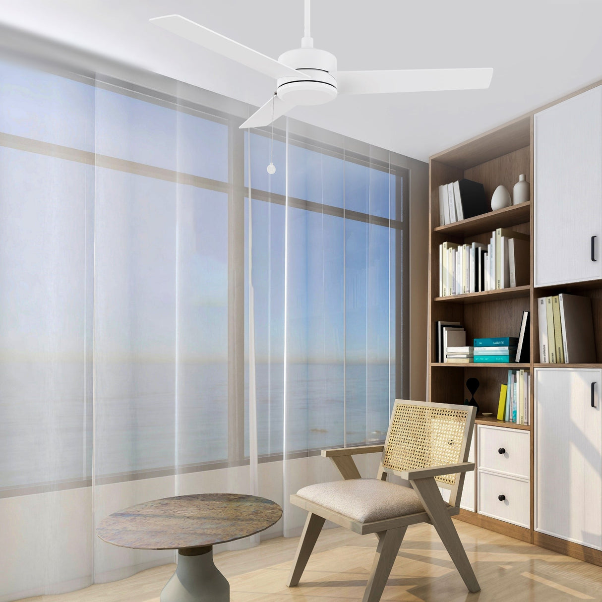 ASCOTT 52 In 3 Blade Smart Ceiling Fan Without  LED  Lights With Pull Chain