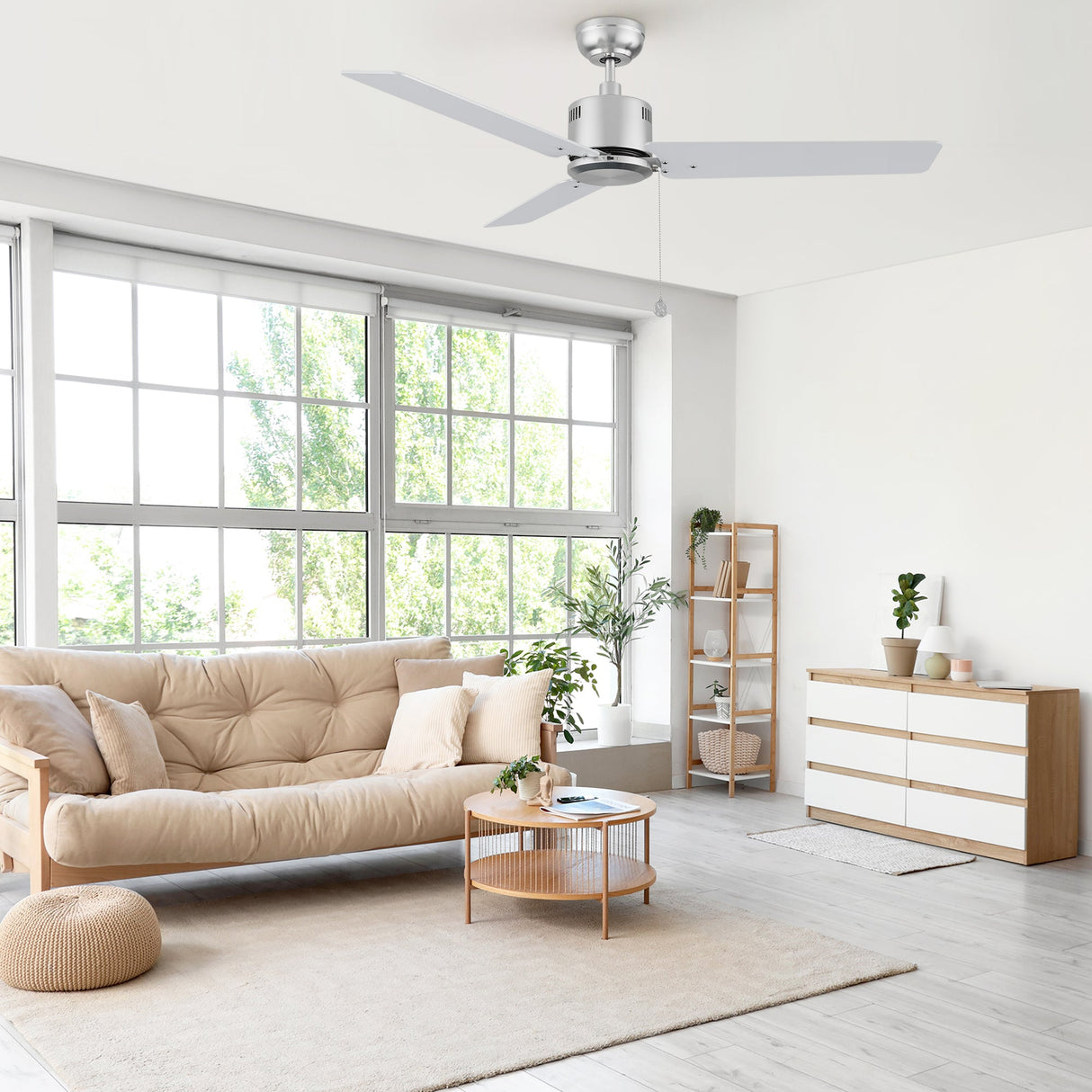 APEX 52 In 3 Blade Smart Ceiling Fan Without  LED  Lights With Pull Chain
