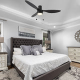 HAVEN 52 In 3 Blade Smart Ceiling Fan With Integrated LED Lights With Pull Chain