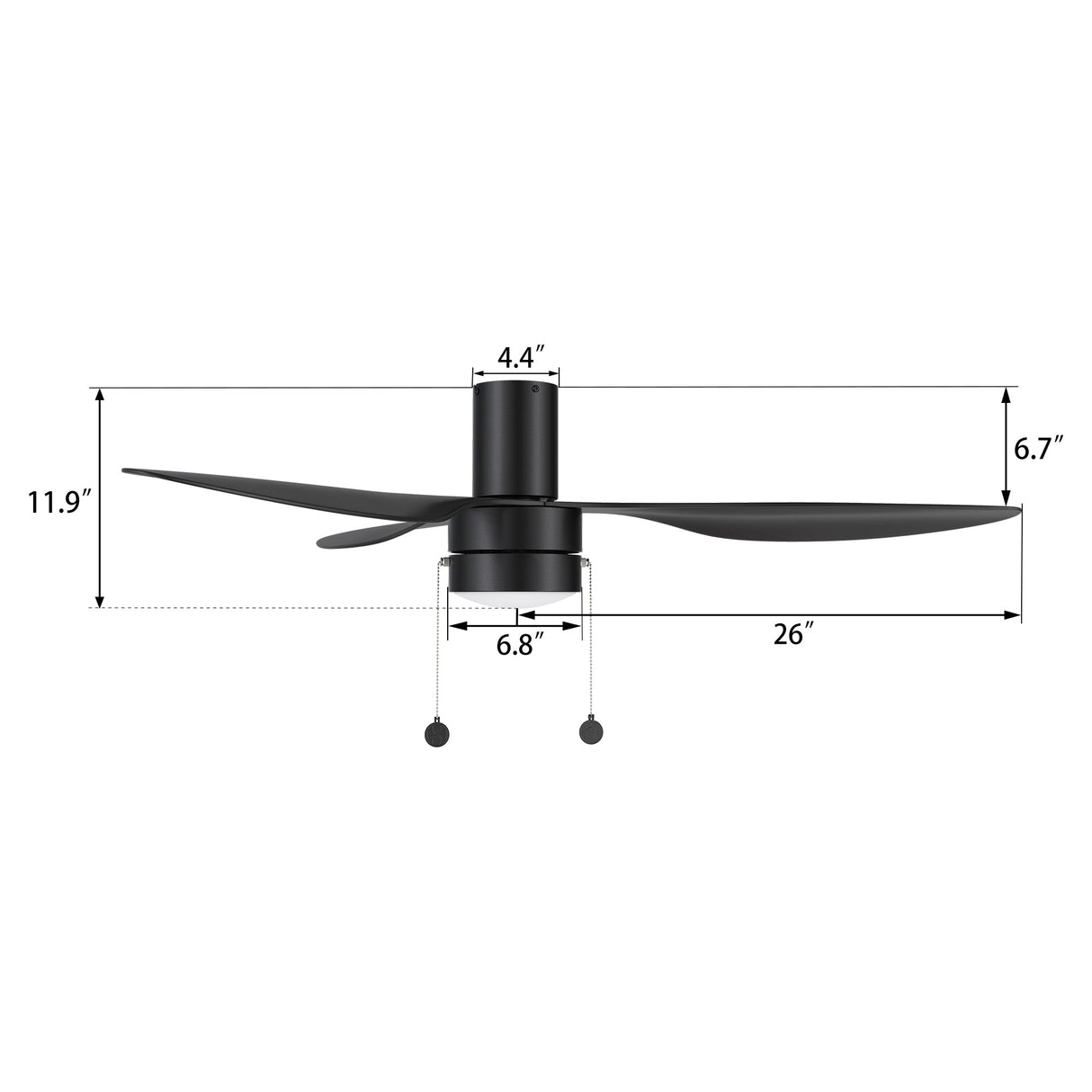 HAVEN 52 In 3 Blade Smart Ceiling Fan With Integrated LED Lights With Pull Chain