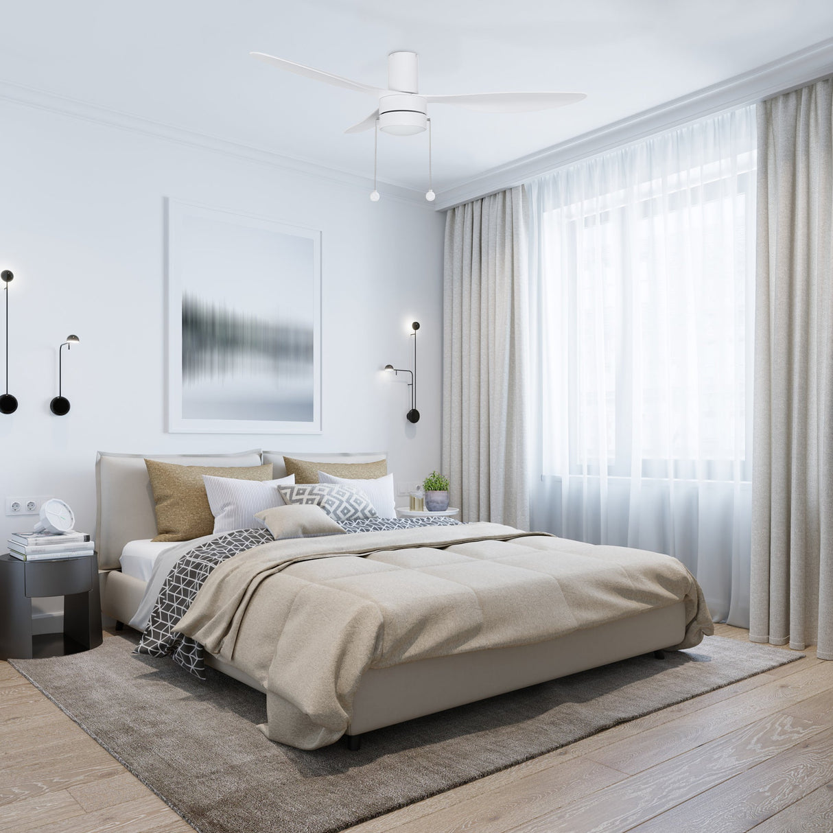 HAVEN 52 In 3 Blade Smart Ceiling Fan With Integrated LED Lights With Pull Chain