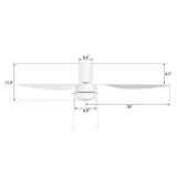 HAVEN 52 In 3 Blade Smart Ceiling Fan With Integrated LED Lights With Pull Chain
