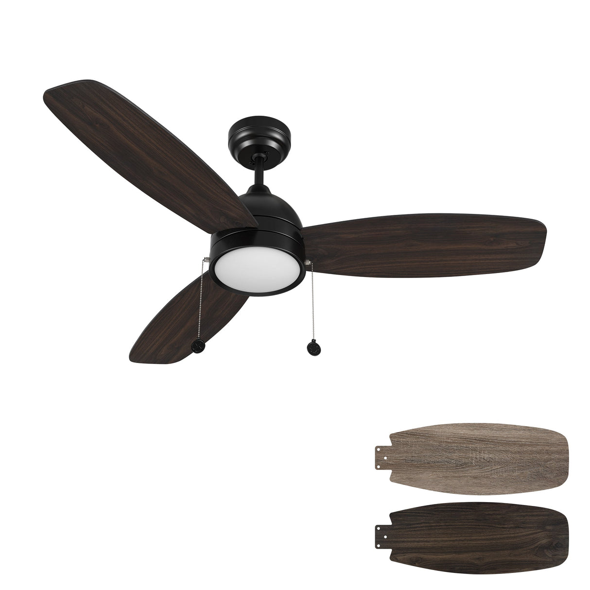 GREENWOOD 48" inch 3-Blade Ceiling Fan with LED Light & Pull Chain