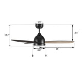 GREENWOOD 52 In 3 Blade Smart Ceiling Fan With Integrated LED Lights With Pull Chain