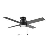 ASCOTT 52 inch 4-Blade Flush Mount Ceiling Fan with LED Light & Pull Chain