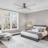 ASCOTT 52 inch 4-Blade Flush Mount Ceiling Fan with LED Light & Pull Chain