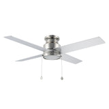 ASCOTT 52 inch 4-Blade Flush Mount Ceiling Fan with LED Light & Pull Chain