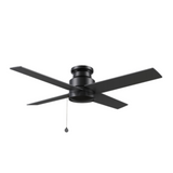 ASCOTT 52 inch 4-Blade Flush Mount No Light Ceiling Fan with Pull Chain