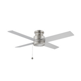 ASCOTT 52 inch 4-Blade Flush Mount No Light Ceiling Fan with Pull Chain