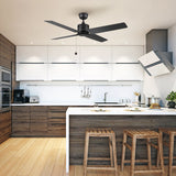 APEX 52 In 4 Blade Smart Ceiling Fan Without  LED  Lights With Pull Chain