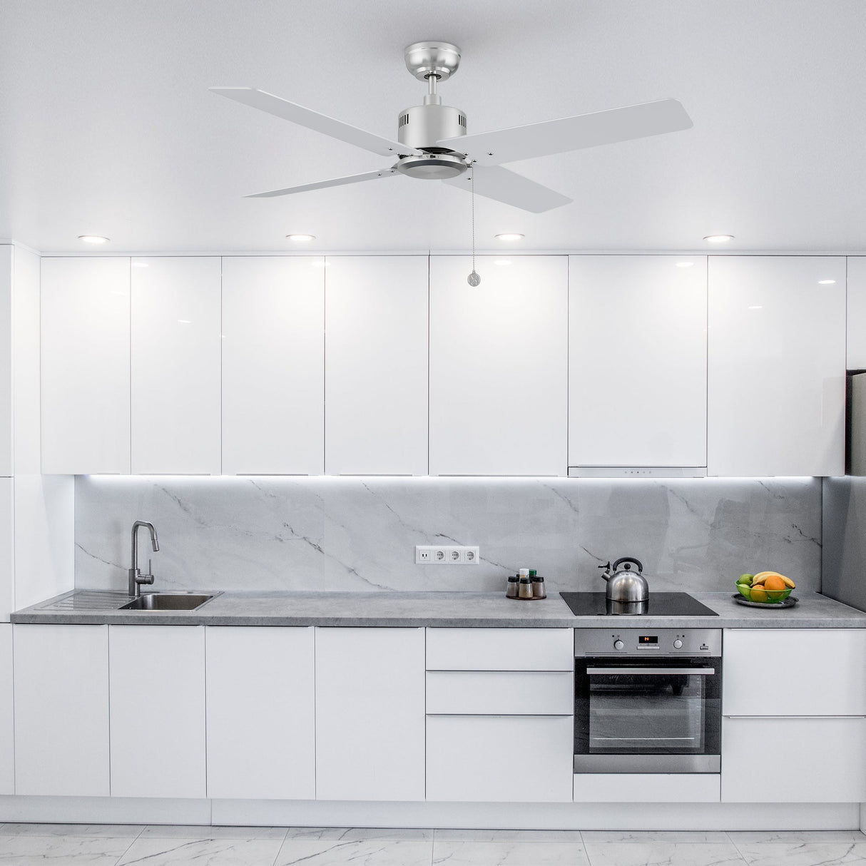 APEX 52 In 4 Blade Smart Ceiling Fan Without  LED  Lights With Pull Chain