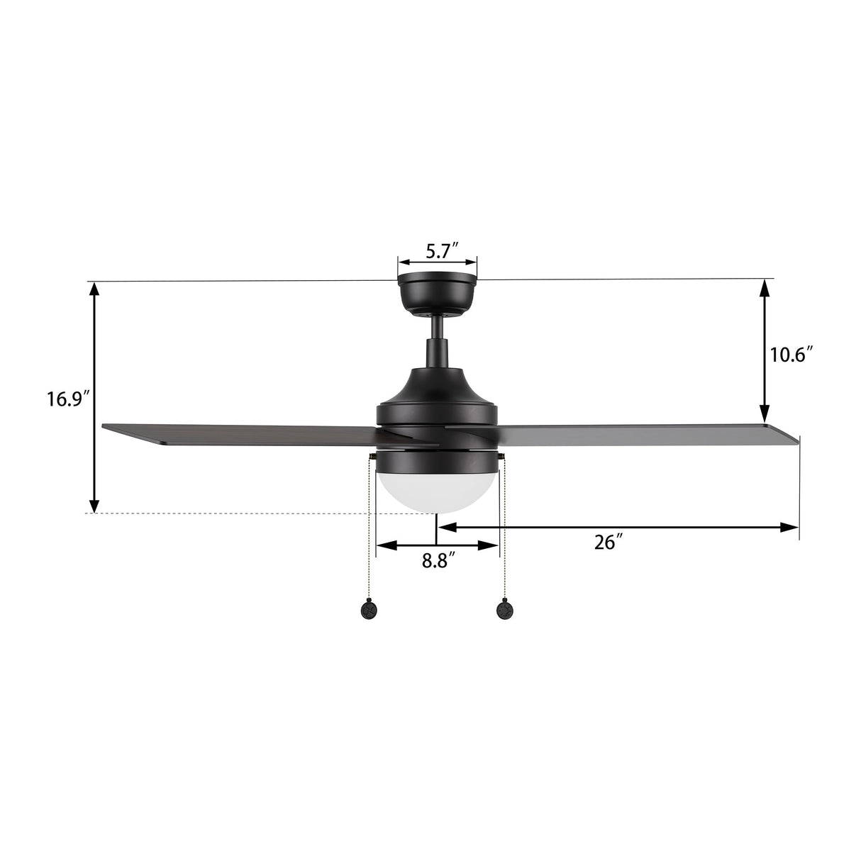 MALTA 52 In 4 Blade Smart Ceiling Fan With Integrated LED Lights With Pull Chain