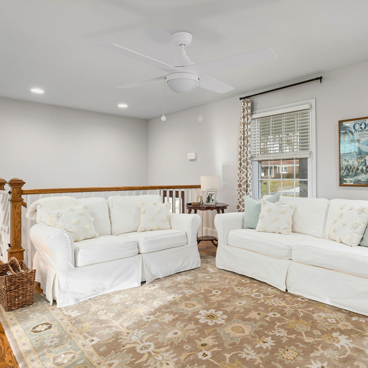 MALTA 52 In 4 Blade Smart Ceiling Fan With Integrated LED Lights With Pull Chain